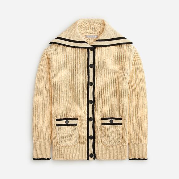 J.Crew Textured Sailor Cardigan in Buff Clay Black Size XS